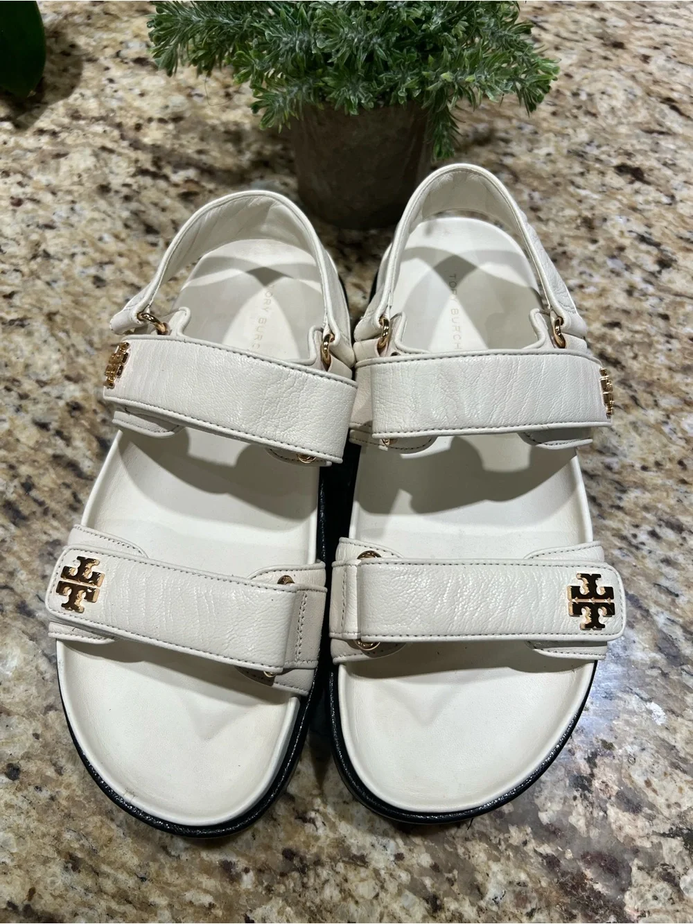Tory Burch Kira New Ivory Leather Slingback Sandals 8M